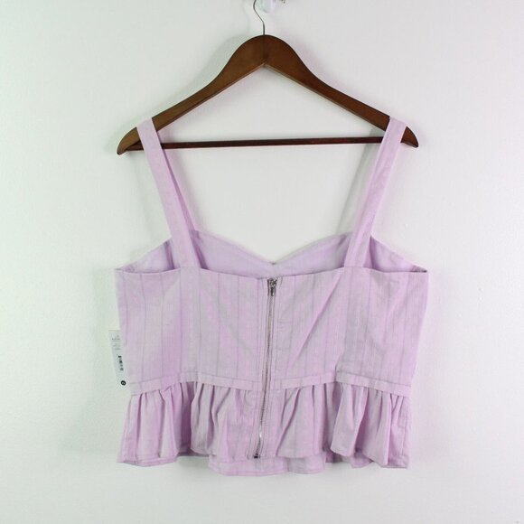 Aqua Tonal‎ Stripe Peplum Top Lavender XL - Picture 6 of 8